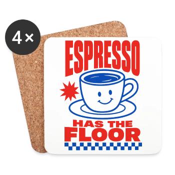 Espresso Has the Floor – Kaffeehumor - Untersetzer (4er-Set) - Weiß - Vorne