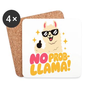 No Prob-Llama – Daumen hoch und Funkelsterne - Untersetzer (4er-Set) - Weiß - Vorne