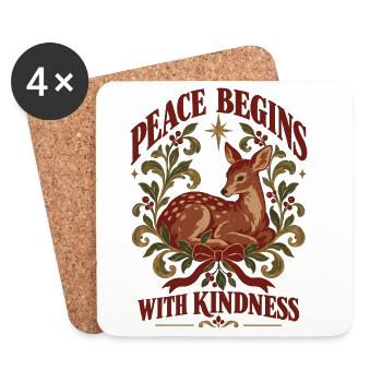 Peace Begins With Kindness - Untersetzer (4er-Set) - Weiß - Vorne