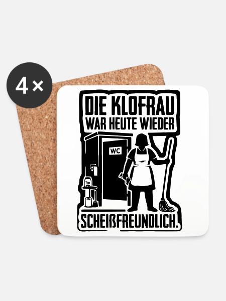 Klofrau Scheissfreundlich WC Humor - Untersetzer (4er-Set) - Weiß