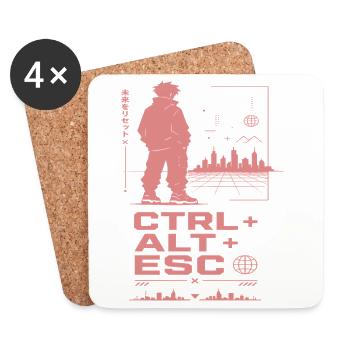 Cyberpunk Skyline CTRL ALT ESC - Untersetzer (4er-Set) - Weiß - Vorne