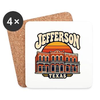 Jefferson Texas Vintage Stadtansicht - Untersetzer (4er-Set) - Weiß - Vorne