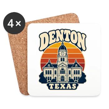Denton Texas Rathaus Retro-Szene - Untersetzer (4er-Set) - Weiß - Vorne