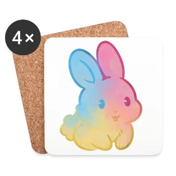Pastell-Regenbogenhase - Untersetzer (4er-Set) - Weiß - Vorne