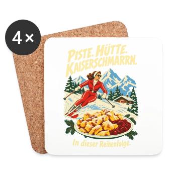 Piste Hütte Kaiserschmarrn Ski - Untersetzer (4er-Set) - Weiß - Vorne