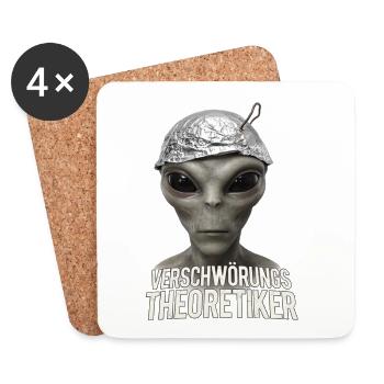 Alien Verschwörungs-Theoretiker - Untersetzer (4er-Set) - Weiß - Vorne