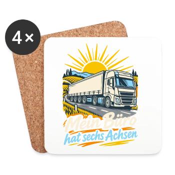 Mein Büro hat sechs Achsen LKW - Untersetzer (4er-Set) - Weiß - Vorne