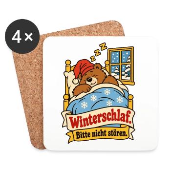 Winterschlaf Bitte nicht stören - Untersetzer (4er-Set) - Weiß - Vorne