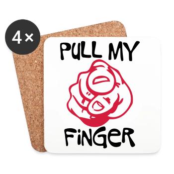 Pull my Finger | you | hand - Dessous de verre (lot de 4) - blanc - Devant