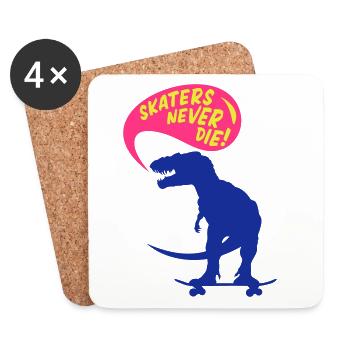t-rex skater - Untersetzer (4er-Set) - Weiß - Vorne