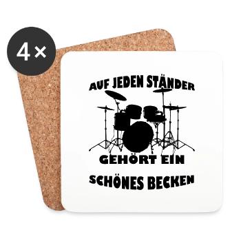 Batterie batteur musicien blague Drôle cadeau - Dessous de verre (lot de 4) - blanc - Devant