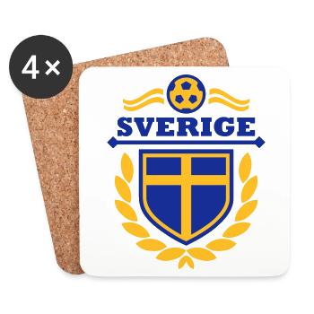 Suède (Sverige) blason - Dessous de verre (lot de 4) - blanc - Devant