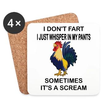Chicken Fart Gifts Humor I Don't Fart I Whisper - Coasters (set of 4) - white - Front