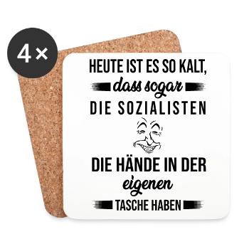 Sozialismus Kapitalismus lustiger Spruch Geschenk - Untersetzer (4er-Set) - Weiß - Vorne