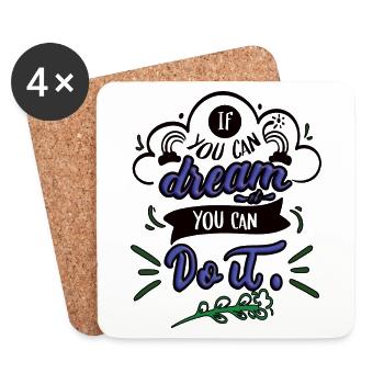 Si tu peux rêver, tu peux faire ce cadeau idée - Dessous de verre (lot de 4) - blanc - Devant