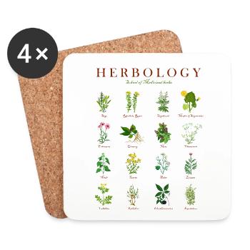 Herbology | Kräuterkunde Gewürze Magie Garten - Untersetzer (4er-Set) - Weiß - Vorne