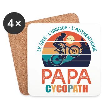papa cycopath papa vélo humour cycliste bmx - Dessous de verre (lot de 4) - blanc - Devant