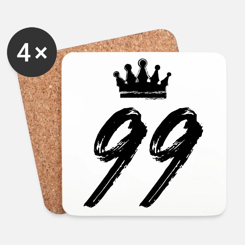 99 Zahl Krone - Untersetzer (4er-Set) - Weiß
