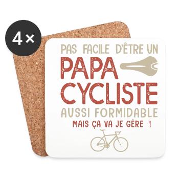 papa cycliste formidable vélo velo - Dessous de verre (lot de 4) - blanc - Devant