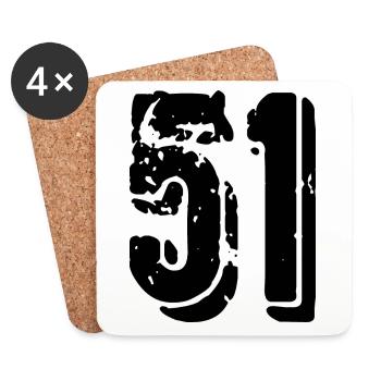 51 Zahl Trikot - Untersetzer (4er-Set) - Weiß - Vorne