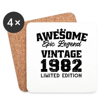 Vintage 1982 drôle De Citations d’anniversaire 40 ans 1982 - Dessous de verre (lot de 4) - blanc - Devant