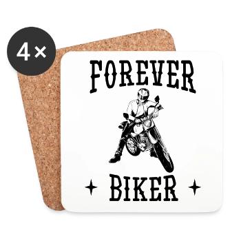 Forever Biker Motorcycle Motorcyclist Saying - Coasters (set of 4) - white - Front
