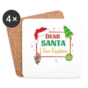 Cher Père Noël, je peux expliquer Noël drôle - Dessous de verre (lot de 4) - blanc - Devant
