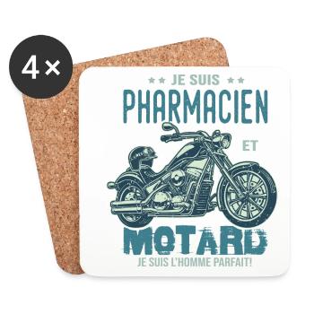 motard le meilleur pharmacien le meilleur - Dessous de verre (lot de 4) - blanc - Devant