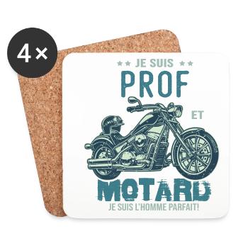 motard le meilleur prof le meilleur professeur - Dessous de verre (lot de 4) - blanc - Devant