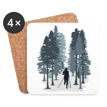 Running, Runner, Woman in Trail Running - Coasters (set of 4) - white - Front