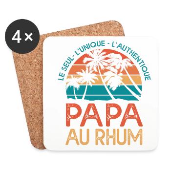 papa au rhum cadeau t shirt papa au rhum - Dessous de verre (lot de 4) - blanc - Devant