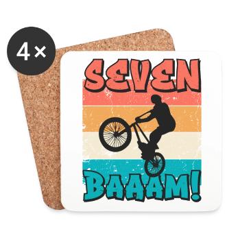 7. Geburtstag Bmx 7 Jahre Geschenk - Untersetzer (4er-Set) - Weiß - Vorne