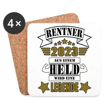 Rentner 2023 vom Held zur Legende - Untersetzer (4er-Set) - Weiß - Vorne