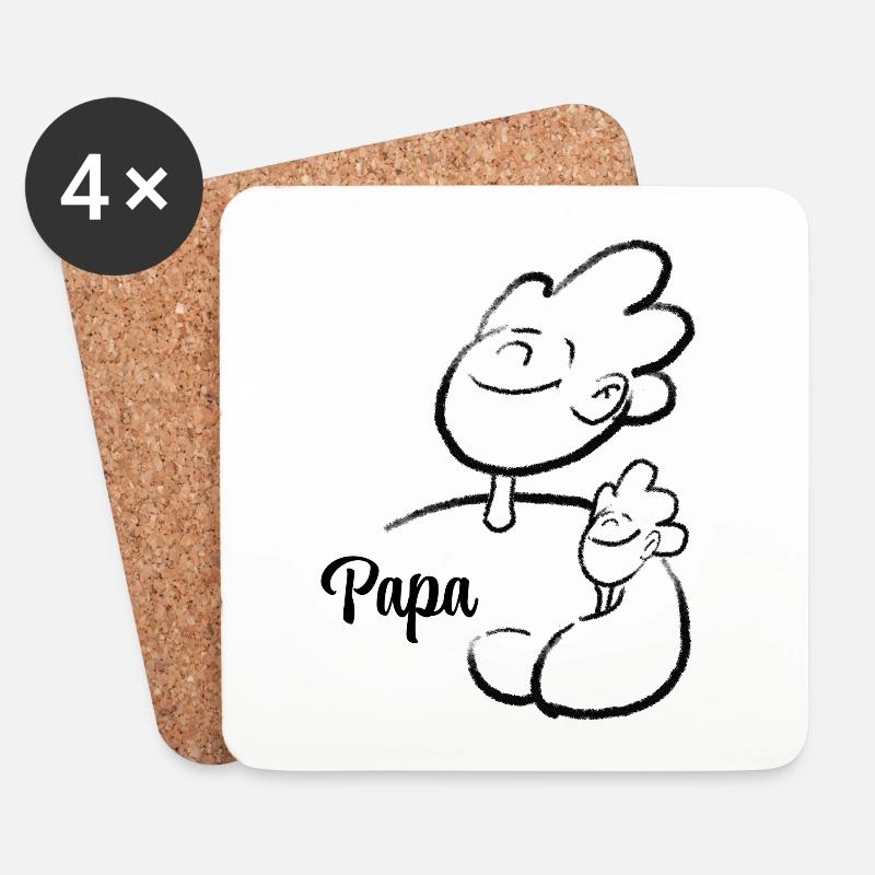 Vater und Sohn Illustration - Untersetzer (4er-Set) - Weiß