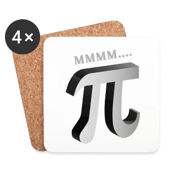 Mmmm Pi Drôle de Math et Pie Lover Design pour Pi Day - Dessous de verre (lot de 4) - blanc - Devant