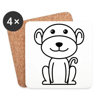 Monkey Comic Animal - Coasters (set of 4) - white - Front