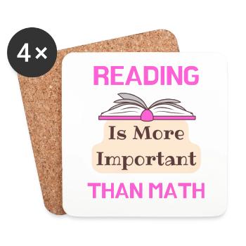 La lecture est plus importante que la lecture aimant les mathématiques - Dessous de verre (lot de 4) - blanc - Devant