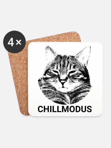 Purrfect Cat Chillmodus - Untersetzer (4er-Set) - Weiß