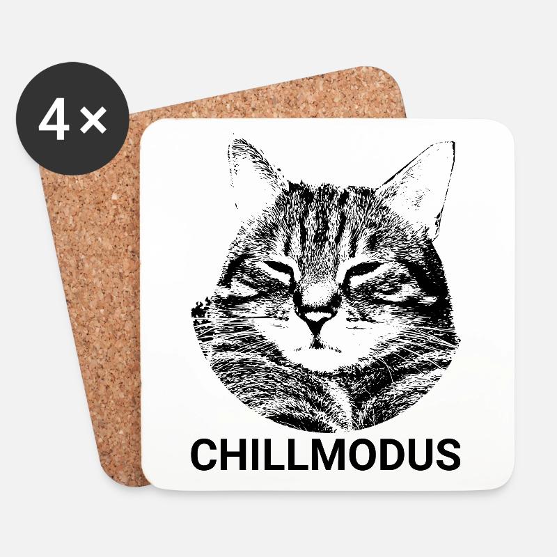 Purrfect Cat Chillmodus - Untersetzer (4er-Set) - Weiß