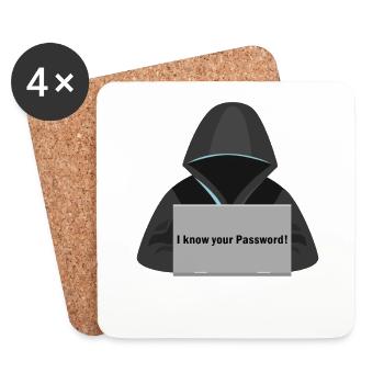 lustiger Hacker am Computer I know your Passwod - Untersetzer (4er-Set) - Weiß - Vorne