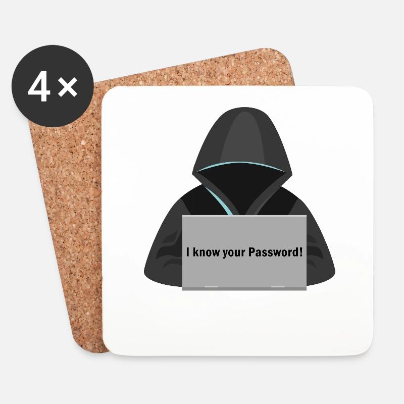 lustiger Hacker am Computer I know your Passwod - Untersetzer (4er-Set) - Weiß