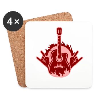 The Rock Guitar on Fire Music Rock Gitarre Musik - Coasters (set of 4) - white - Front