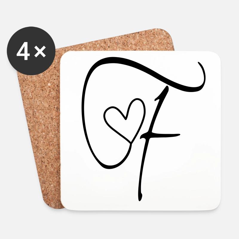 Buchstabe F Buchstabe-F Kalligrafie - Untersetzer (4er-Set) - Weiß