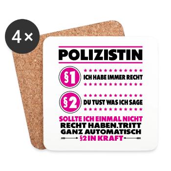 Polizistin Polizei Lustige Sprüche Humor witzige - Untersetzer (4er-Set) - Weiß - Vorne