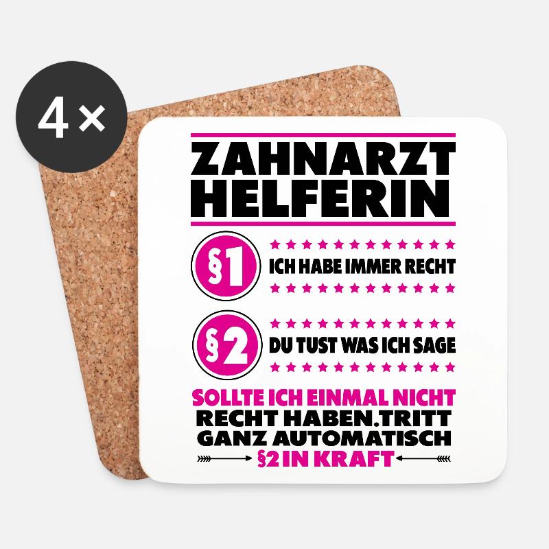 Zahnarzthelferin Abschiedsgeschenk Sprüche Lustige - Untersetzer (4er-Set) - Weiß