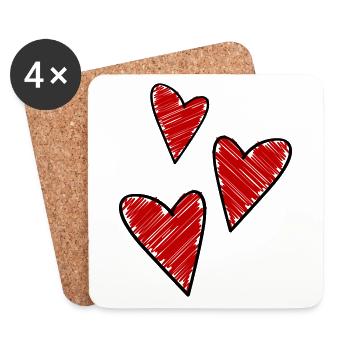 Hearts Symbol Love - Dessous de verre (lot de 4) - blanc - Devant