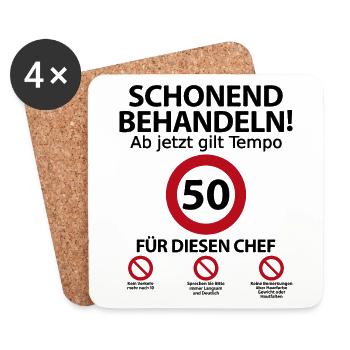 50. Geburtstag Chef Geburtstagsgeschenk mit Spruch - Untersetzer (4er-Set) - Weiß - Vorne