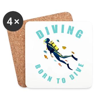Diving Born To Dive Diver Taucher - Coasters (set of 4) - white - Front