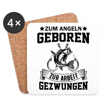 Zum Angeln geboren zum Arbeiten gezwunen Angler - Untersetzer (4er-Set) - Weiß - Vorne