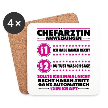 Chefin Ärztin Chefärztin Sprüche Lustige Spruch - Untersetzer (4er-Set) - Weiß - Vorne
